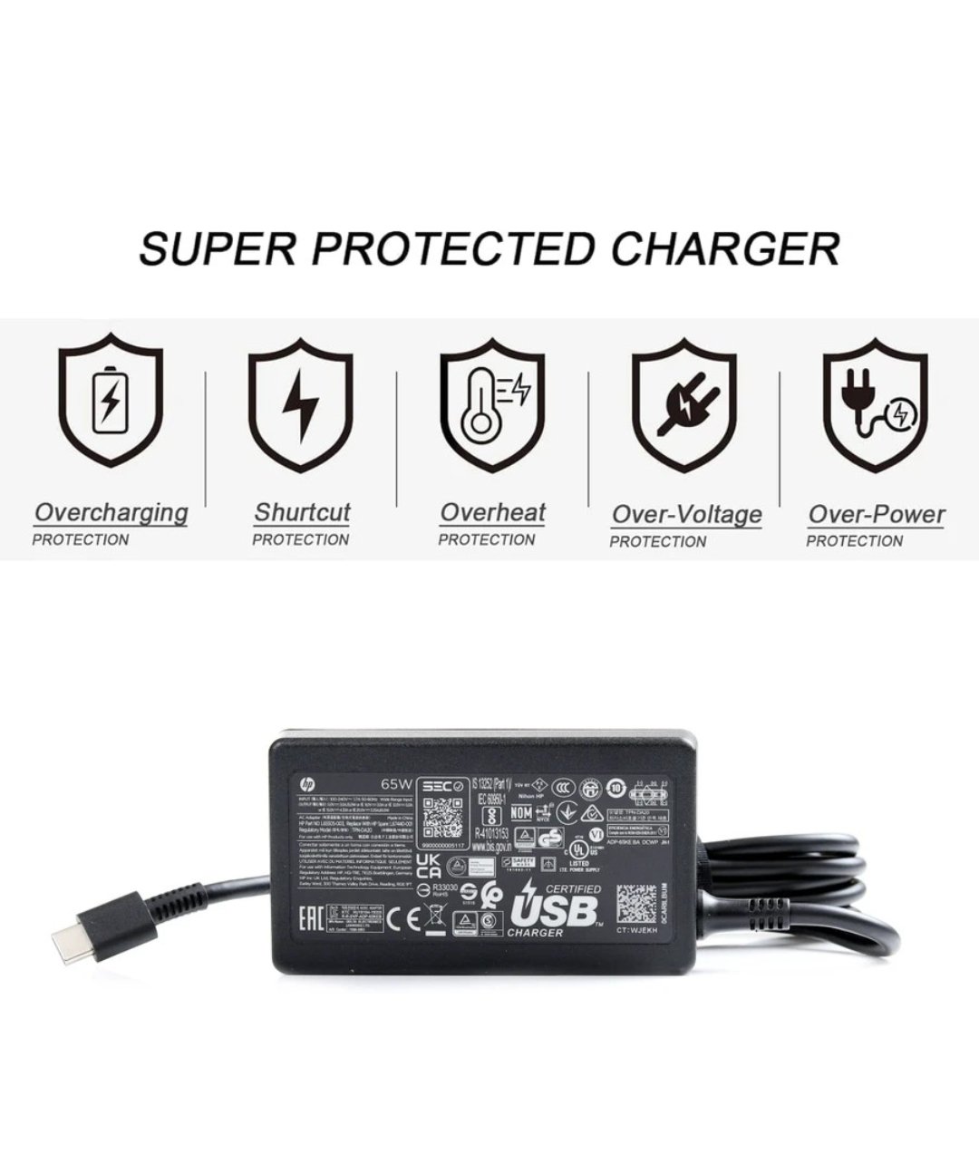 HP 65 W USB-C TYPE LC 1P3K6AA#ACJ 65 W Adapter (Power Cord Included) - Image 5